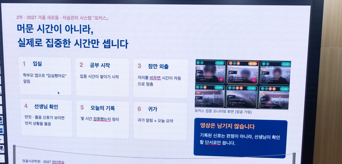 사진13 : 독서식 관리시스템인 포커스를 설명하는 모습