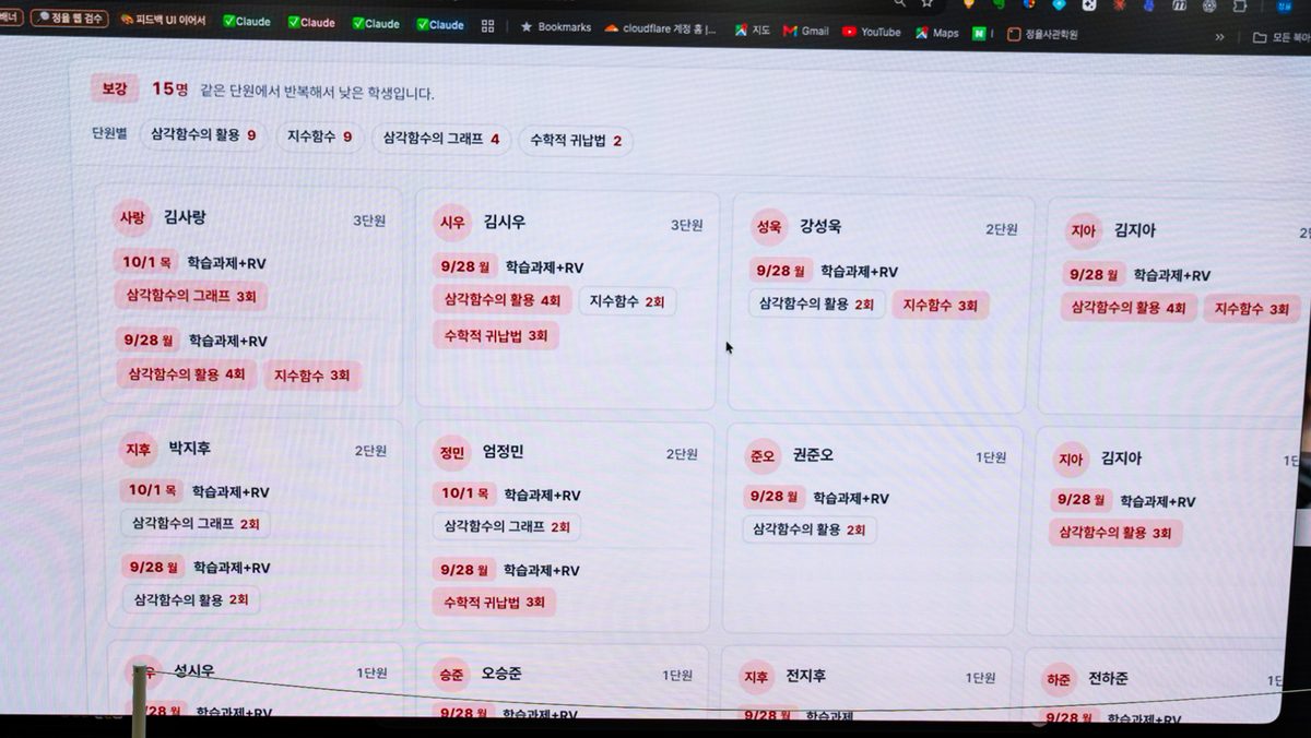 사진16 : 원생 개개인의 학습과정 데이터가 자동으로 분석되고 학생 및 학부모에게 제공됩니다.
